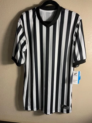 Camiseta deportiva Champro árbitro de baloncesto oficiales Dri-Gear negra blanca Lg Foto 1 de 4