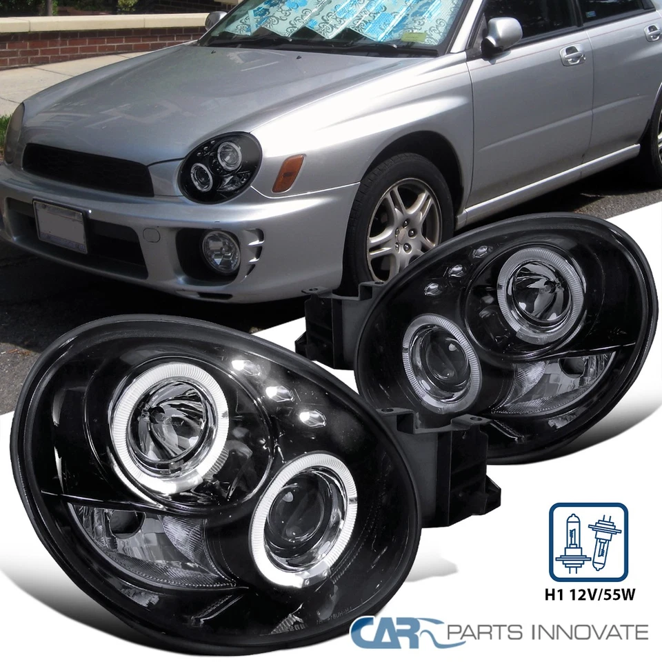 Fits Smoke 2002-2003 Subaru Impreza WRX LED Halo Projector Headlights Head Lamps — 第 1/4 张图片