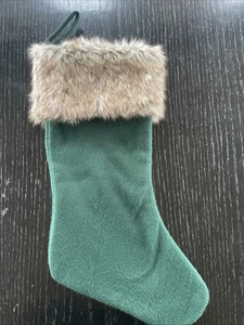 Grüner Filz Weihnachtsstrumpf mit braunem Kunstfellmanschette 18" Herren gefüttert Gigi Jahreszeiten - Bild 1 von 13