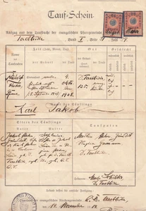 3 Geburts- und Taufscheine aus d. Bukowina / Rumänien , 1912 / 1940, Tereblestie - Bild 1 von 3
