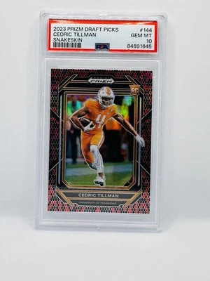 2023 Prizm Draft Picks Snakeskin Cedric Tillman PSA 10 RC Rookie #144 Case Hit - Image 1 of 2