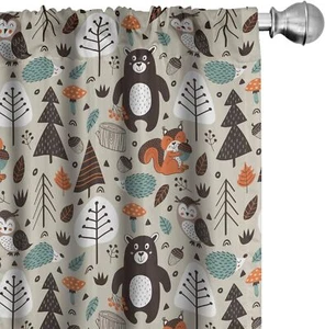 Ambesonne Cartoon Window Curtains, Repeating Pair of - 28" x 84", Grey Yellow - Picture 1 of 6