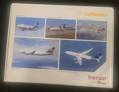 HERPA WINGS LUFTHANSA 5 PLANE SET 1/500-#516679-Old Store Stock MIB New Unopened - Image 1 of 4