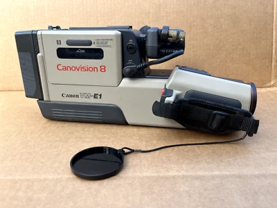 VTG CANON VM-E1 8MM CAMCORDER, Powers on, FOR PARTS CA-E1A,  RU-E1, CG-E1, BC-E1 - Image 1 of 4