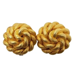 ¿Tono dorado firmado por Givenchy? Pendientes de clip de cuerda retorcida en espiral faltan 1 almohadilla de colección - Imagen 1 de 10