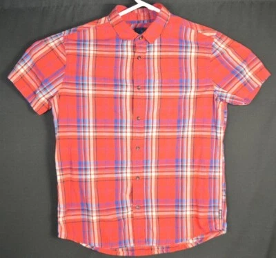 Prana Mens Medium Plaid Short Sleeve Button Up Shirt - Image 1 of 3