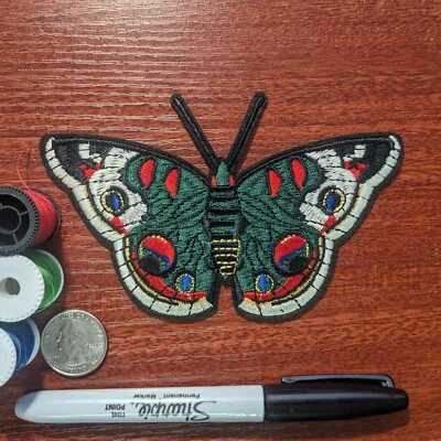 Buckeye Butterfly Patch Insects Nature Wild Embroidered Iron On Patch 5x2.75" - Image 1 of 4