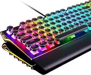 RK ROYAL KLUDGE S108 Typewriter Style Retro Mechanical Gaming Keyboard Wired - Picture 1 of 6