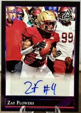 Zay Flowers 2023 Leaf Rookie Auto /30 Purple Foil RC SP #BG-ZF1 Ravens