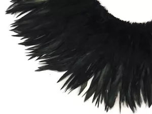 4 Inch Strip – 4-6” Black Strung Chinese Rooster Saddle Feathers Costume making - Picture 1 of 10