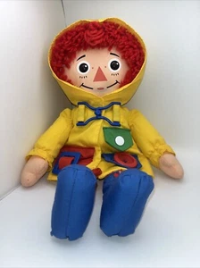 1991 Raggedy Ann Doll Dress Me Yellow Hooded Raincoat Buckle Button Playskool - Picture 1 of 6