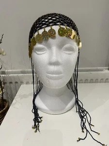 Vintage 1920s Beaded Cap Roaring Beaded Flapper Headpiece Cleopatra Costume 7 - Picture 1 of 8