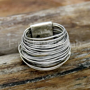 Anillo envolvente de plata envolvente hecho a mano de ley 925 multi ancho tamaño 7 - Imagen 1 de 8