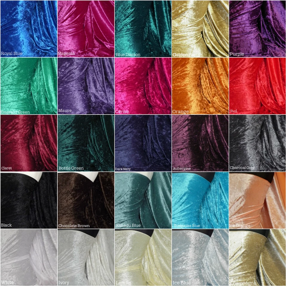 Crushed Velvet Fabric Premium Quality Medium Weight stretch Craft Material RM156