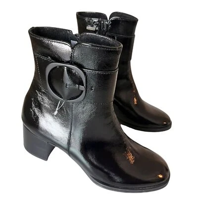 BOTINES PAUL GREEN PANACHE CHAROL NEGRO ARRUGADO TALLA US 6.5 Foto 1 de 4