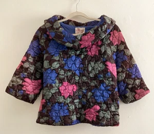 Vtg Rhapsody Glazier Black Floral Quilted Top - Medium - Picture 1 of 8