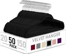 Premium Velvet Hangers 50 Pack - Non-Slip Clothes Hangers - Black Hangers - S...