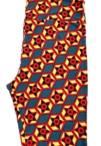 LuLaRoe Tall And Curvy Leggings Red Black Yellow Stars Teal Pentagon Halloween - Picture 1 of 2