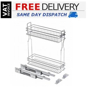 Soft Close side mounted pull out wire baskets kitchen storage 150 200 mm CHROME - Picture 1 of 10