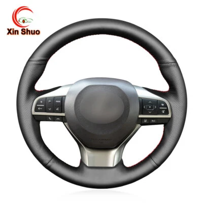 Black Genuine Leather Car Steering Wheel Covers for Lexus ES300h ES350 2016-2018 - Image 1 of 4