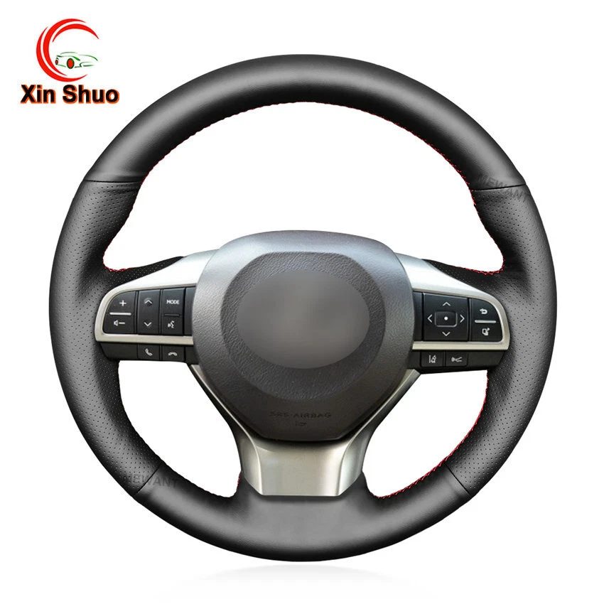 Black Genuine Leather Car Steering Wheel Covers for Lexus ES300h ES350 2016-2018 - Image 1 of 4