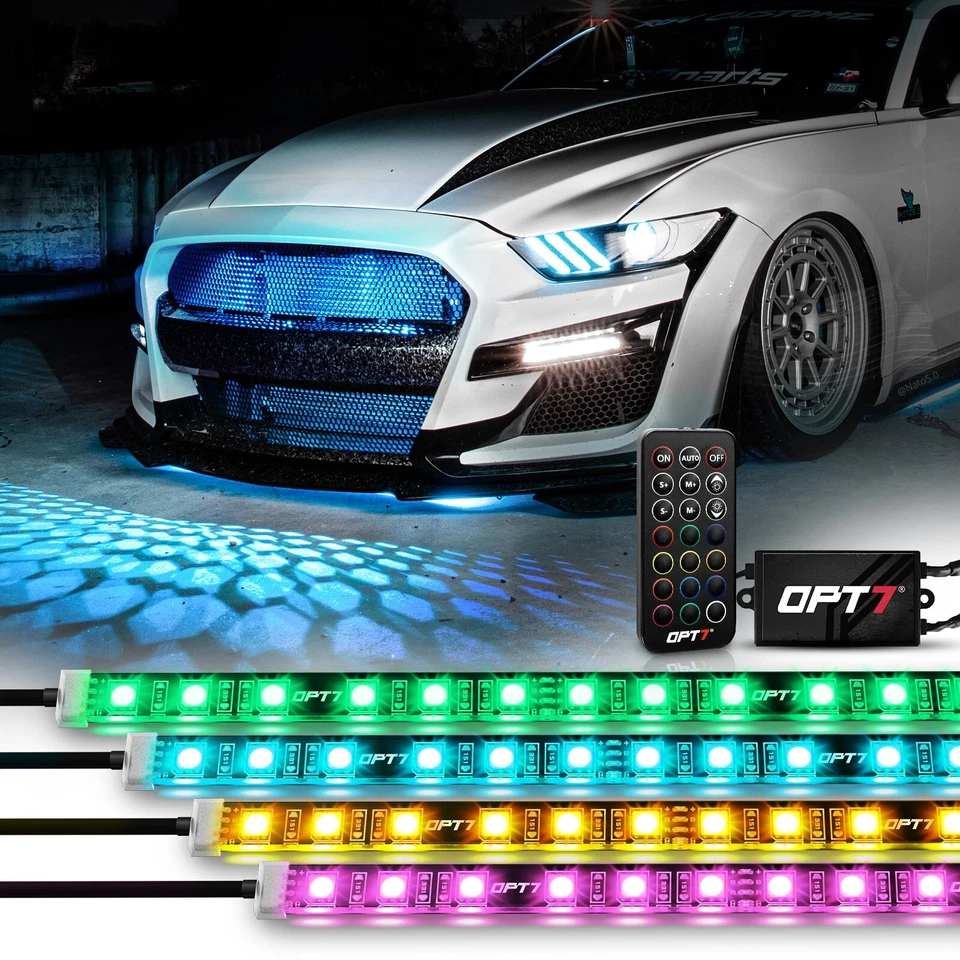 OPT7 Aura LED Lighting Kit for Grille 4pc 12" Multi-Color Strips - Image 1 of 4