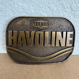 Vintage Texaco Havoline Oil Company Brass Belt Buckle - Picture 1 of 4