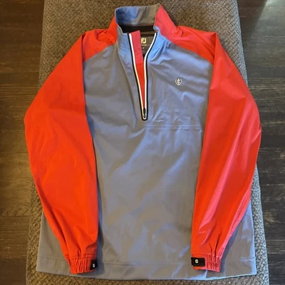 Footjoy Jacket Hydroknit Golf Rain Red Gray Sz M Windbreaker Waterproof Dryjoy - Image 1 of 4