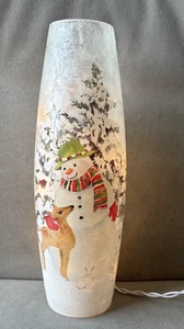 Pier 1 Glas Windlicht Schneemann Baum Hirsch Twinkle Lampe Weihnachten weiß Licht - Bild 1 von 4