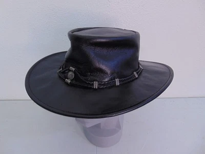 Sombrero de cuero negro The Silverthorne talla grande Minnetonka nativo occidental Foto 1 de 4