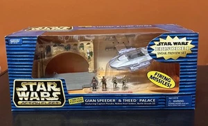 1998 Galoob Action Fleet Star Wars Episode 1 Gian Speeder & Theed Palace In Box - Picture 1 of 9