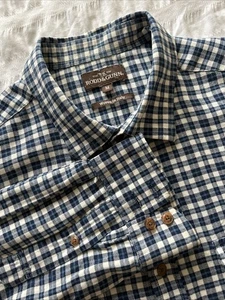 Camisa Rodd & Gunn Azul Marino A Cuadros Manga Larga Tejida en Italia Bolsillo Para Hombre Talla Mediana - Imagen 1 de 10