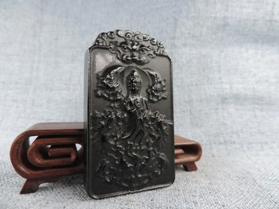 Chinese Hetian Jade Buddhism Tathagata Amitabha Tibet Jade Buddha Statue J - Image 1 of 4