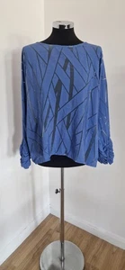 Out of Xile oversized top size 1 UK 8/10 blue ruched sleeve sheer panels  - Picture 1 of 8