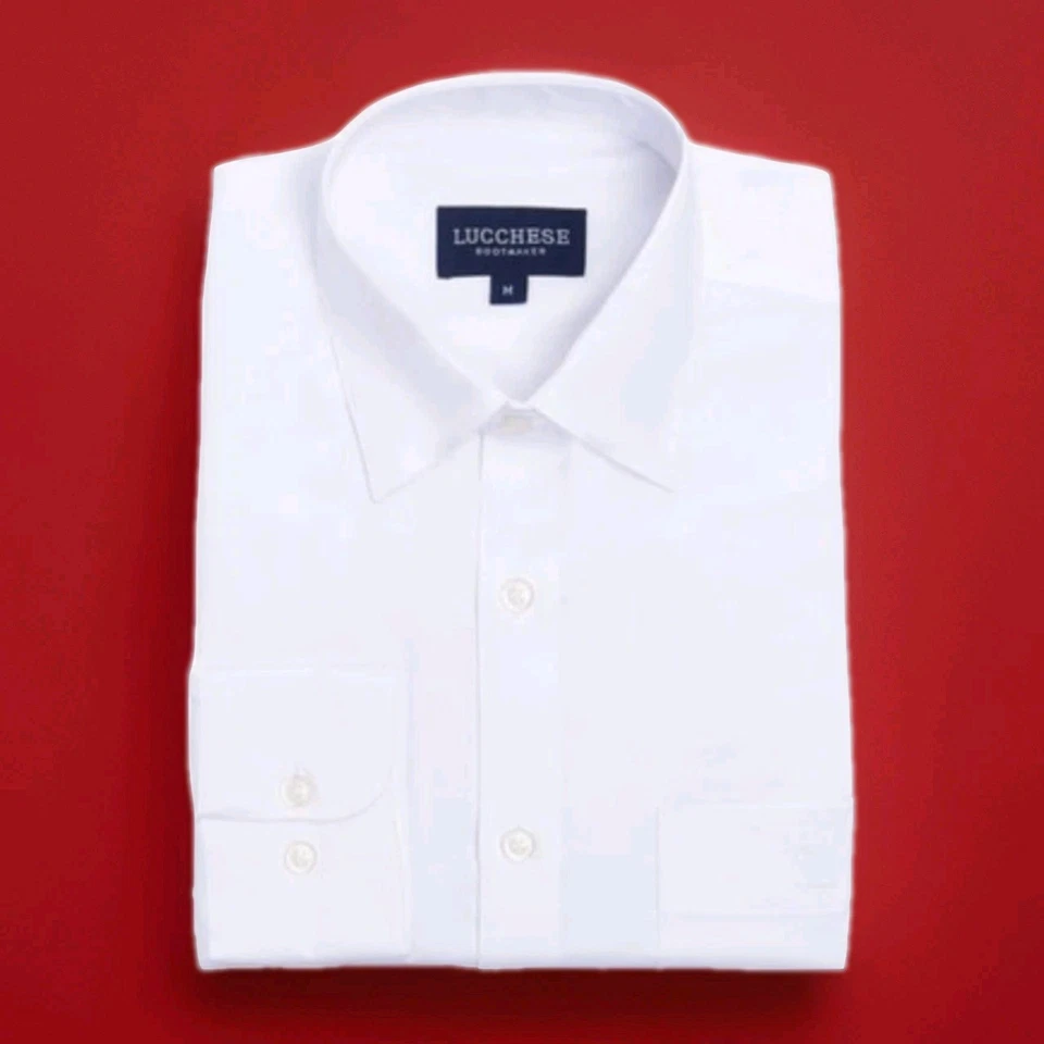 LUCCHESE-The San Antonio-Camisa Blanca Algodón Botón Frontal Yugo Occidental/Espalda-Talla M Foto 1 de 4