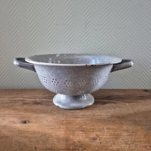 VINTAGE Dutch COLANDER Enamel Gray Enamelware Graniteware - Picture 1 of 6