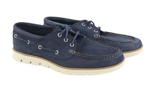 Timberland A1HCX Hombre Zapatos EU41/41.5 Azul Barco Cuero Sensorflex Comodidad - Imagen 1 de 13