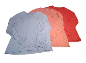 Polo Ralph Lauren Mens Long Sleeve Tee Shirt Lot Of 3 XL 100% Cotton Crew Neck - Picture 1 of 13