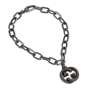 Gucci Aged Sterling Silver Interlocking G Chain Bracelet – 7 1/4" - Picture 1 of 2