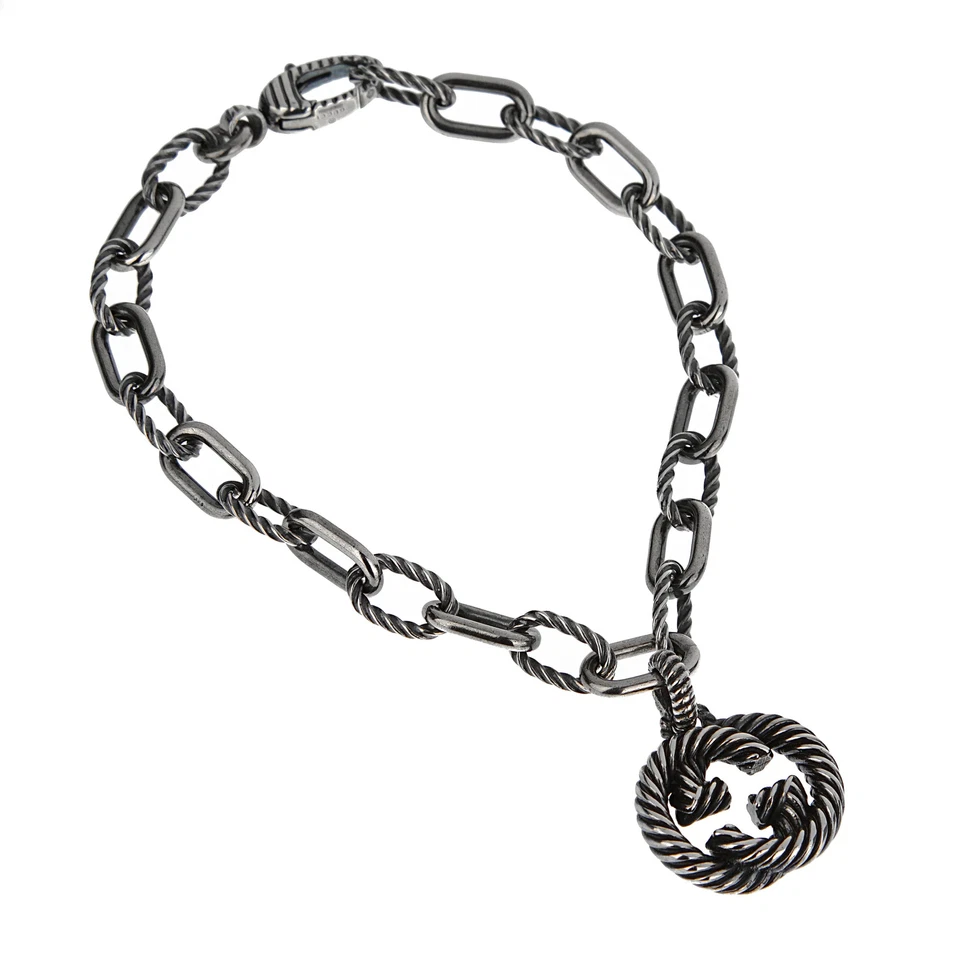 Gucci Aged Sterling Silver Interlocking G Chain Bracelet – 7 1/4" - Image 1 of 2