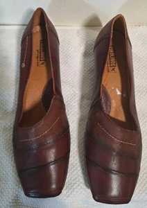 Pikolinos Womens Slip-on Shoes Brown/stitching Detail Wedge Heel Square Toe... - Picture 1 of 9