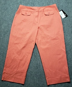 DFA Capri Pants Womens Size 14 Orange High Rise Stretch Slim Slits Pull On New - Picture 1 of 11