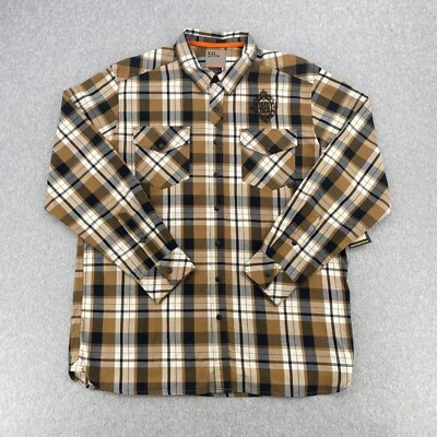 5.11 Tactical Flannel Shirt Men's Large Brown Plaid Dual Pockets Snap Down NWT - Image 1 of 4