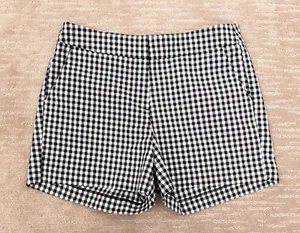 Kenar Women's 6 Black Check Plaid Chino Shorts Pockets Stretch 4" Inseam Casual - Picture 1 of 9