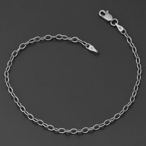10K WHITE GOLD 2.5MM WIDE CUTE OVAL LINK 7.25" INCH BRACELET FREE SHIPPING 