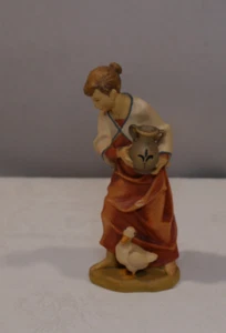 Holzschnitzerei Fritz Barthels Mittenwald- Figur Magd / Hirtin mit Krug + Gans - Picture 1 of 5