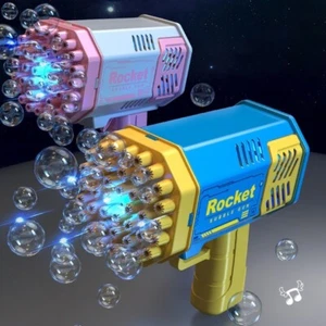 40 hole handheld fully automatic space light rocket bubble machine for kids - Picture 1 of 8