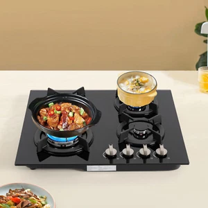 Piano Cottura a Gas 4 Fuochi NG/GPL Cucina Incasso Fornello a Gas Vetro Temperato - Foto 1 di 16