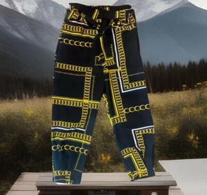 7th AVENUE NEW YORK & COMPANY BLACK W/GOLD CHAIN EMBOSSED CROP PANTS SIZE 4 NWOT - Picture 1 of 11