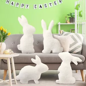 4 Pcs Easter Pillows Decorative Rabbit Shaped Throw Pillow Wool White Bunny P... - Picture 1 of 6